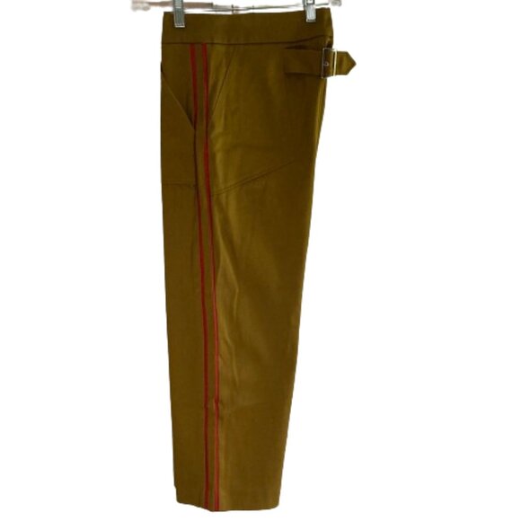 Zara SALE! High Waisted Wide Cropped Pants Mustard Color Red Stripes, sz. Medium - Picture 9 of 14